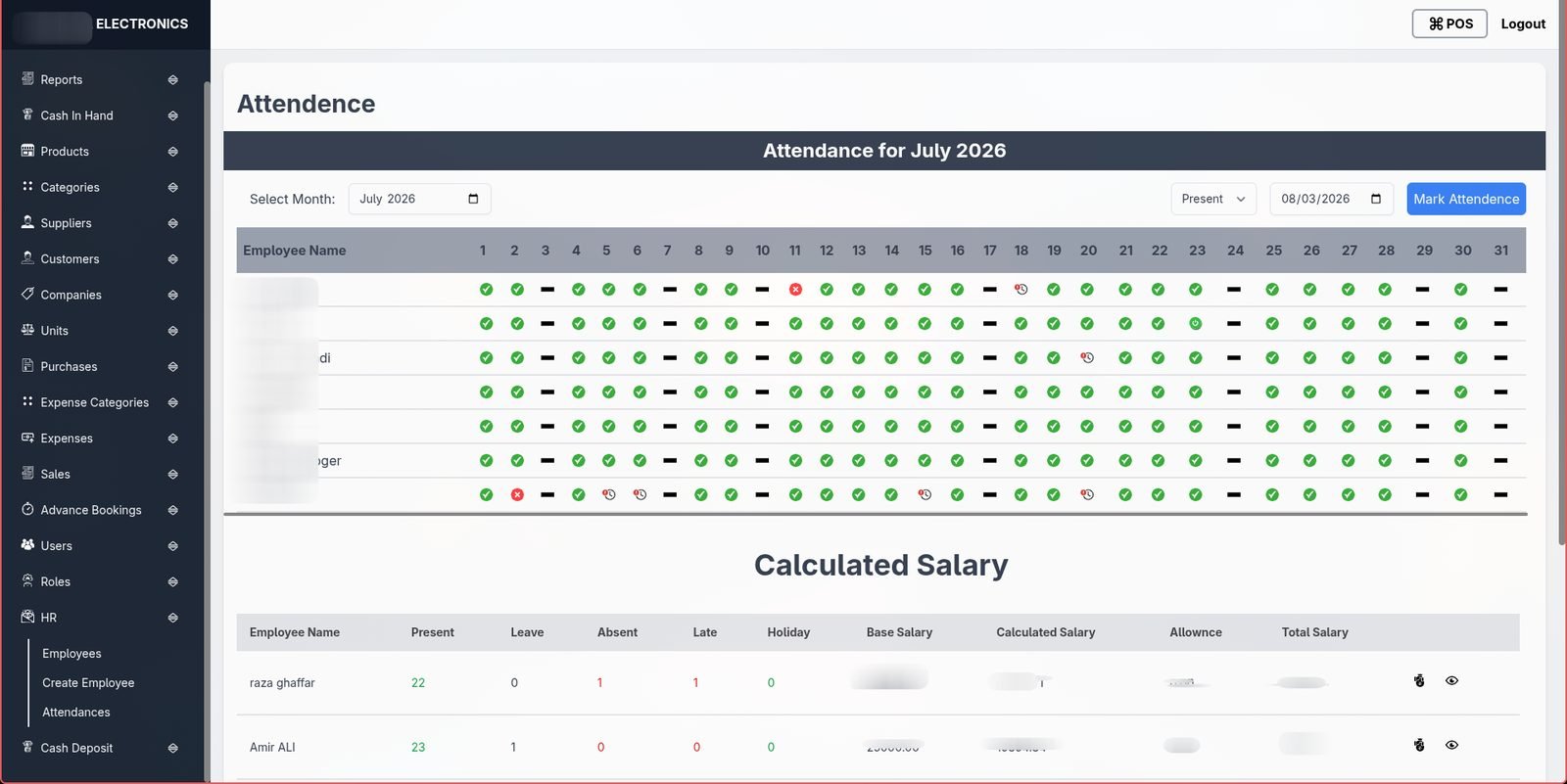 HR: attendance & payroll screenshot