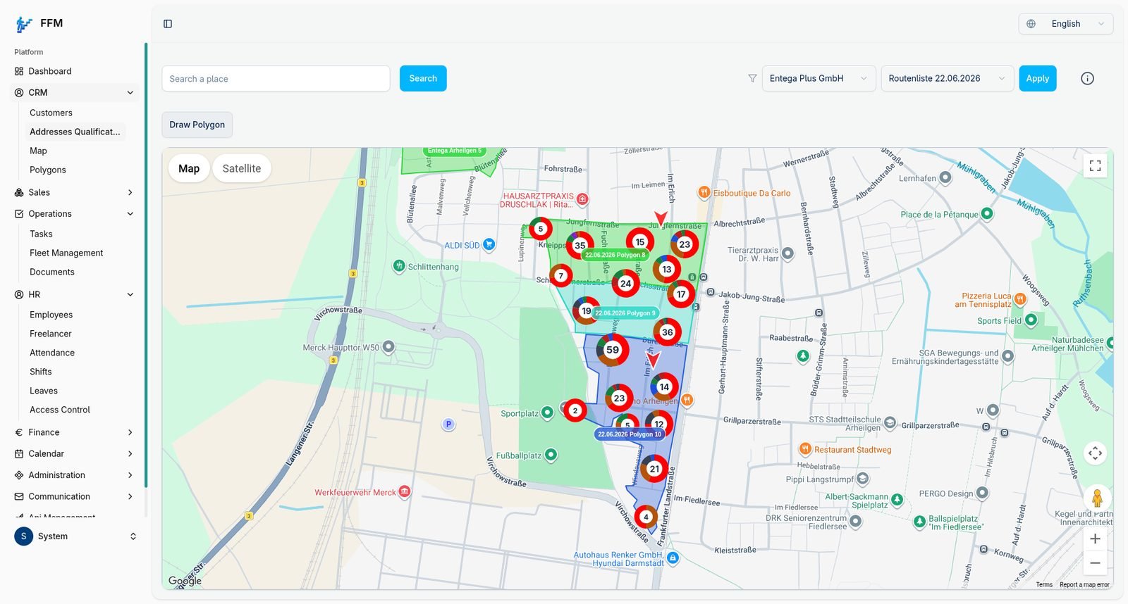 Map & polygon planning screenshot